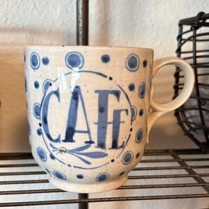Anthropologie Elevenses Blue and Cream Mug